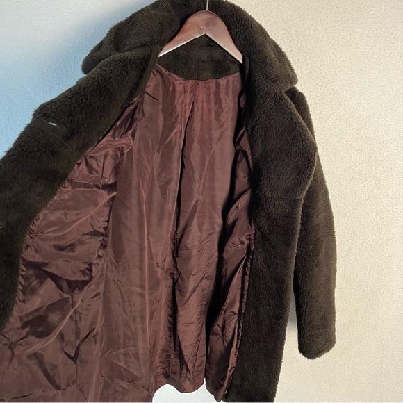 Vintage Faux Fur Montgomery Ward fuzzy lined button up coat black thick jacket - Picture 14 of 16